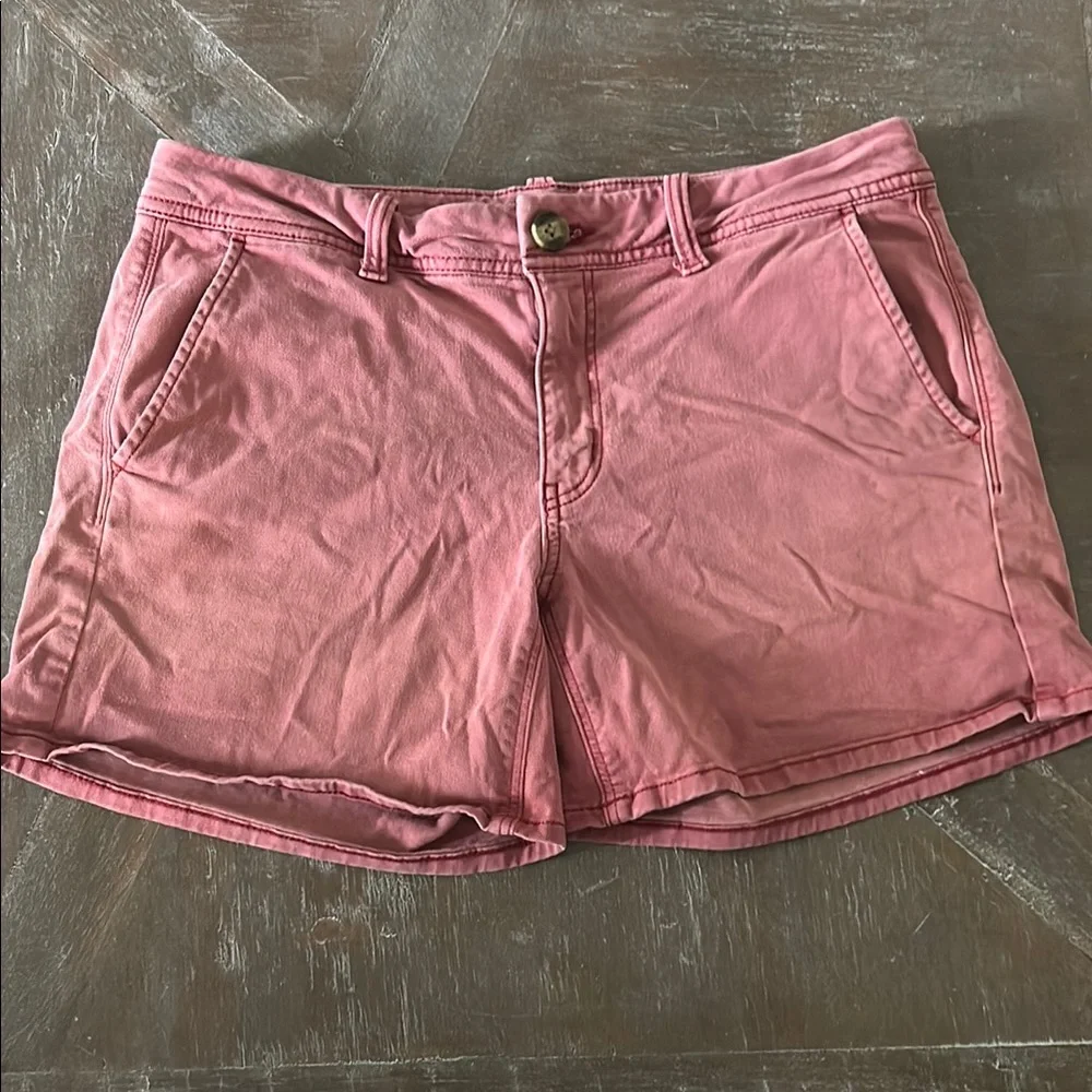American Eagle Outfitters Pink Bermuda Shorts Cotton Blend - Picture 1 of 6